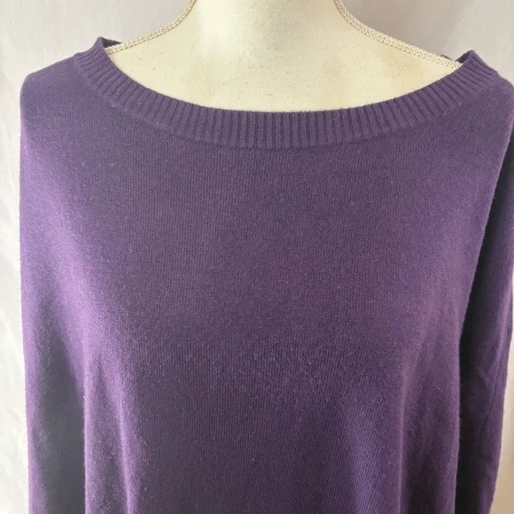 Karen Scott Purple Knit Poncho - Picture 2 of 10